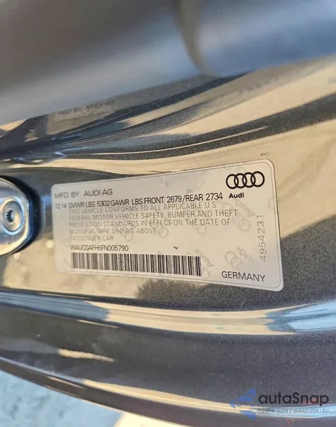 2015 Audi S5 Premium Plus z USA, uszkodzony, nr VIN WAUCGAFH6FN005790